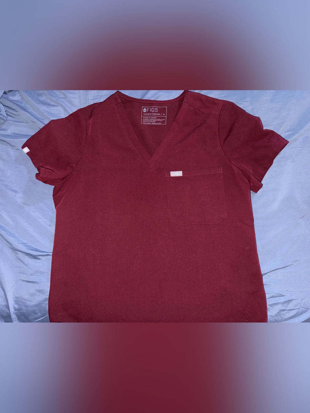 Figs Catarina Scrub Top and High Rise Zamora Jogger Scrub Pants Burgundy color - Picture 2 of 5